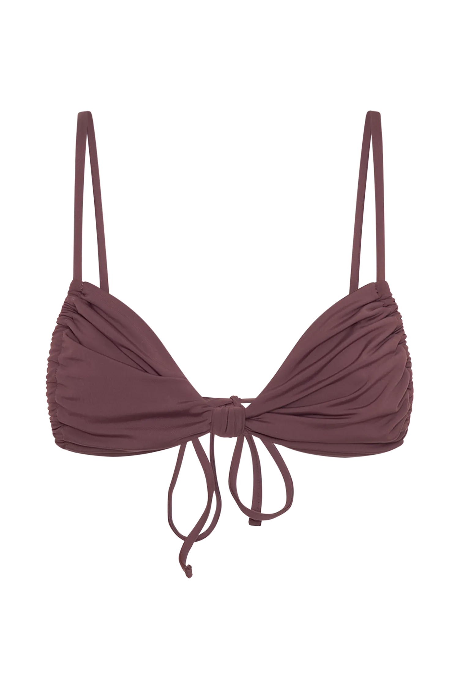 Rosmunda Ruched Bikini Top - Chocolate