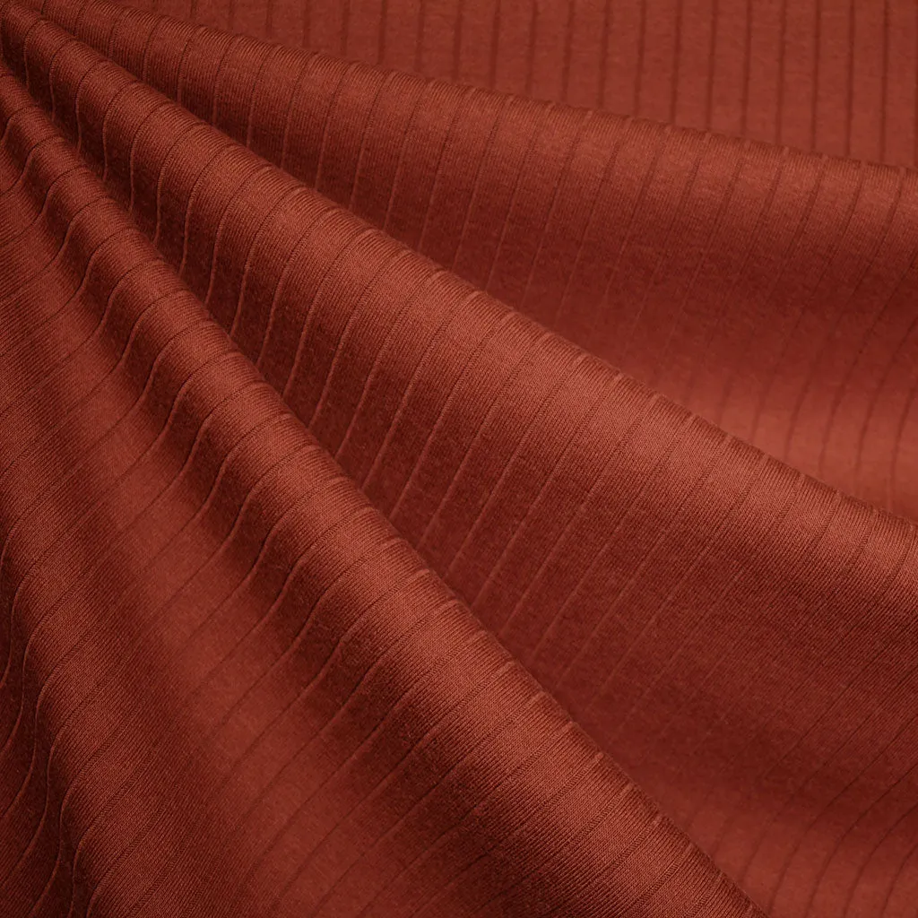 Wide Subtle Rib Knit Solid Rust